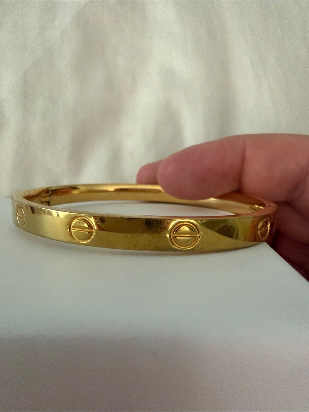 Classic Gold Screw Motif Bangle Stainless Steel - Women Jewelry (Cartier Style)